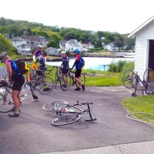 The Bike and Build group arrives at the United Methodist Church in Boothbay Harbor last year. Courtesy photo