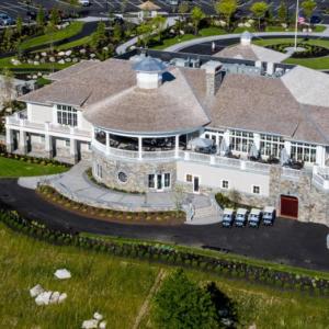An aerial photograph of the Boothbay Harbor Country Club clubhouse. Courtesy of BHCC