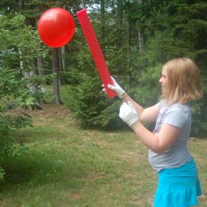 Addie Barter bats a balloon. ART MAYERS/Boothbay Register