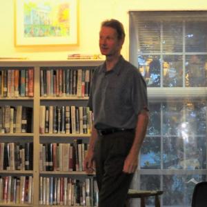 John Farrell prepares to recite T.S. Eliot’s “Four Quartets” at Boothbay Harbor Memorial Library. GINA HAMILTON/Wiscasset Newspaper