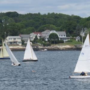 Five One Design sailboats race during the kickoff of Windjammer week. JOSEPH CHARPENTIER/Boothbay Register