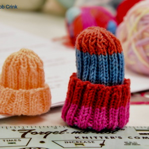 Tiny caps knitted for NICU babies at the Barbara Bush Children’s Hospital. Bob Crink photo