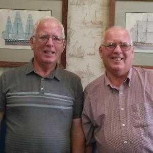 Retired Southport bridge tenders Dwight, left, and Duane Lewis. JANE CARPENTER, Boothbay Register.
