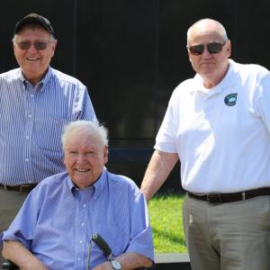 John Druce with Jim Singer, left, and Joe Gelarden at the Iwo Jima Memorial in Washington, D.C. Courtesy of Jim Singer