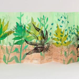 Rebecca Goodall’s “Elusive,” 2015, edition 5, 3/5 - lithography with gelatin plates accordion book. Courtesy of the gallery
Rebecca Goodale