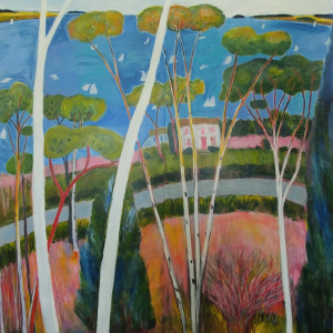 “Coastal Life,” acrylic on two panels by Jane Dahmen, is included in a new exhibit at the Maine Art Gallery Wiscasset beginning Aug. 24. Courtesy of the venue Jane Dahmen