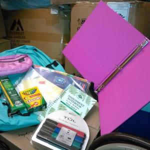 Sample of the supplies children can select for the new school year. JANE CARPENTER/Boothbay Register
