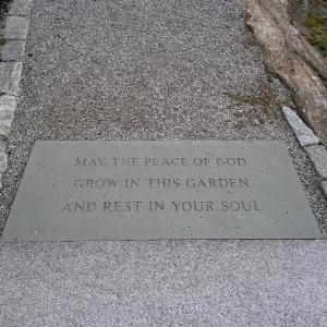 Visitors entering the meditation garden are greeted with a simple wish for serenity. JANE CARPENTER/Boothbay Register