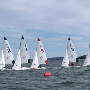 Nate Rideout and Alton Coolidge Sail #3 in the lead group. Courtesy of Charles Barclay