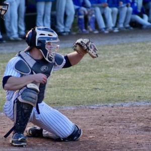 Daren Wood in action behind the plate for the Kingston, Rhode Island based Ocean State Waves. Courtesy photo