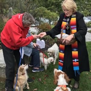 Rev. Sarah Foulger presents communion. KELLIE BIGOS/Boothbay Register