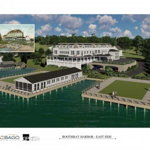 Developer Paul Coulombe unveiled a new concept which shows some of the new zoning in action. The inset image is of the old Menawarmel Hotel. Courtesy photo