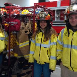 Former junior firefighter Ryann Trask, left, with current Edgecomb junior firefighters Natalie Potter, center, and Ryan Potter. JANE CARPENTER/Boothbay Register