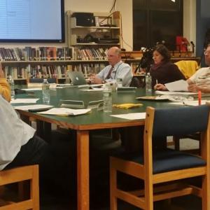 Trustees work for over three hours Nov. 7 on a list that better shows how the schools may forge ahead on costly projects. JOSEPH CHARPENTIER/Boothbay Register