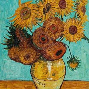 “Vase with 12 Sunflowers,” Vincent van Gogh. Yes, I have a poster!