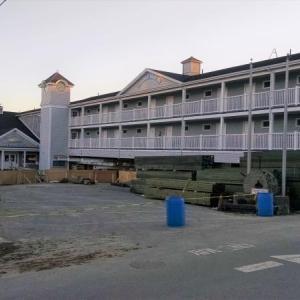 Lafayette Hotels already owns four properties in Boothbay Harbor including Fisherman’s Wharf Inn, pictured here, where nearly $500,000 is being invested in the bulkhead project rebuilding the seawall under the hotel. MARGARET HOFFMAN/Boothbay Register