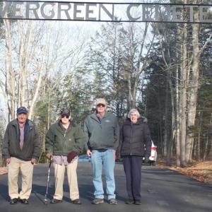 The Boothbay-Boothbay Harbor Cemetery District meets monthly planning improvements like the new road and entrance sign at Evergreen Cemetery on Barters Island Road in Boothbay. Pictured are trustees, from left, Stanley "Swing" Lewis, Ralph "Skip" Welch, Kim Pinkham and Isabelle Lewis. Lorraine Hodgdon is absent. BILL PEARSON/Boothbay Register