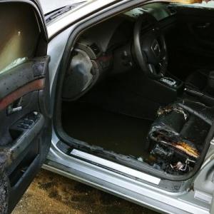 Fire damage to Duey Graham’s Audi A4. Courtesy of Duey Graham