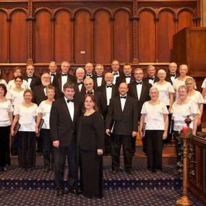 The St. Cecilia Chamber Choir in concert in the Bowdoin Chapel, Brunswick, with Director Linda Blanchard and accompanist Sean Fleming (front, center). Courtesy of Sean Fleming