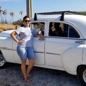 The group traded a Hidden Valley Nature Center T-shirt for a ride in Cynthia Bordon’s old car. Courtesy photo