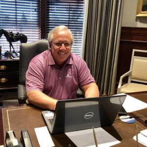 Paul Coulombe sits at his office desk at Boothbay Harbor Country Club. Courtesy photo