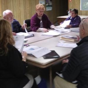 Representatives of Water’s Edge Development, LLC and the Boothbay Harbor Region Chamber of Commerce meet with the Edgecomb Planning Board on Thursday, Feb. 7. JANE CARPENTER/Boothbay Register