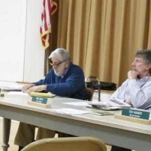 Janet Blevins of Edgecomb’s website committee briefs selectmen March 11 on a recent broadband survey. JANE CARPENTER/ Boothbay Register