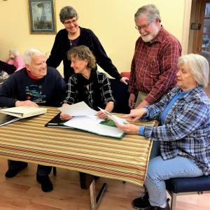 Hearts Ever Young (H.E.Y.) Inc. committee prepares for their annual fundraising drive. Seated, from left: Assistant Treasurer David Fields, President Carol Teel; Vice President Carolee Withee; standing: Secretary/Treasurer Charlie Kettell and Nancy Parker. Courtesy of Susan Day