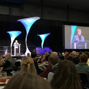 Governor Janet Mills speaks at the Conference on Tourism. Michelle Amero photo
