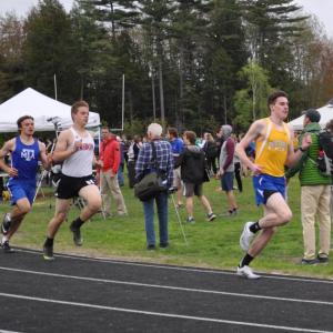 Will Perkins leads in the 800m run, part of the hard work that earned him Most Valuable Player of the meet. Courtesy of Kerrin Erhard