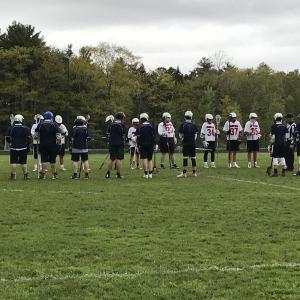 The officials’ meeting before Thursday’s game. Scott Hardwick photo