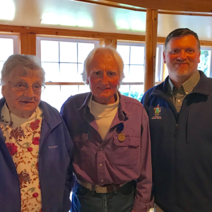Pat Farrin’s mother Frances Mank, Pat Farrin and David Richmond, director of the the Maine Bureau of Veterans’ Services, during the presentation of the Maine Silver Star Honorable Service Medal to Farrin in a ceremony at the Carriage House Restaurant in East Boothbay on April 26. Courtesy of Sarah Sherman