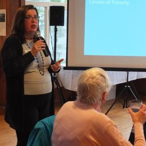 Executive Director Katie Spencer White welcomes returning Boothbay Region Community Resource Council volunteers and board members on June 13 by reminding them about the challenges facing low income families on the peninsula. BILLPEARSON/Boothbay Register