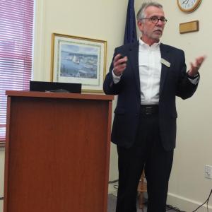 LCI director of marketing Alan Hinsey explains how Rockland’s Harbor Park hot spot provided another revenue source for local businesses. BILL PEARSON/Boothbay Register