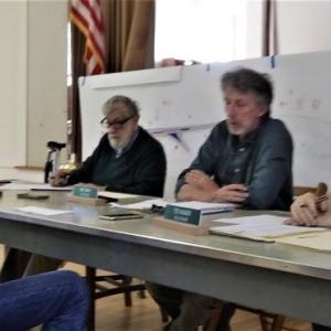 Edgecomb Road Commissioner Scott Griffin briefs selectmen June 24 about Cross Point Road paving plans. JANE CARPENTER/Boothbay Register