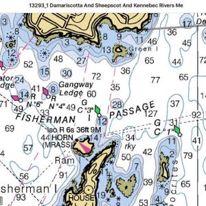 Shown is a section of local Chart #13293. If you don’t know what all the symbols and numbers on the chart mean, you may be gambling your safety or the safety of your family every time you get underway. The course “Navigating Mid Coast Maine” makes chart reading, navigation and learning the local waters fun and interesting. All proceeds support the activities of the all-volunteer USGC Auxiliary. Courtesy photo