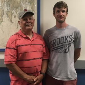 Neal Verge, left, 2019 Lobster Roll 5K honoree, and Nick Scott, race founder. Courtesy of Dana Paolillo