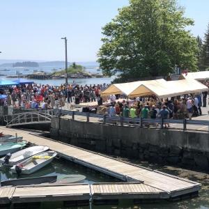 A rally in Stonington was attended by those in the lobster business who oppose proposed federal rules governing the number of trap lines. (Photo courtesy Crystal Canney/KnightCanney Group)