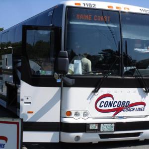 The Concord Coach Lines bus at the new Wiscasset location, the Circle K Irving store on Route 1. PHIL DI VECE/Wiscasset Newspaper