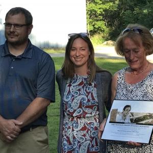 Son Jeffry and daughter Jennifer with their mother Nancy Spinney at the Dedication. Jeff was there with his wife Melissa, and Henry Brennan accompanied his wife Jennifer. Courtesy of Kate Steed