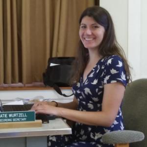 Katie Wurtzell attends her last meeting of the Edgecomb selectboard as its recording secretary. JANE CARPENTER/Boothbay Register