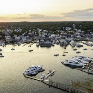 Superyachts decorate the harbor during the Westport Yacht owners’ weekend. Courtesy YachtPics