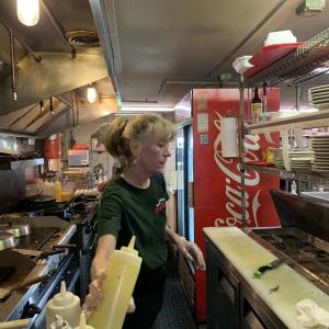 Kelley Coady works in Miss Wiscasset Diner’s kitchen July 20, about a week before the restaurant closed. SUSAN JOHNS/Wiscasset Newspaper