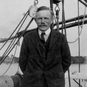 Capt. Anderson at age 55 in 1919 aboard the Lavinia M. Snow. Courtesy of BRHS