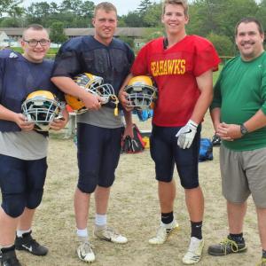 Boothbay begins its first season in eight-man football with a road contest against Maranacook Sept. 6 in Readfield. Pictured from left are captains Dwight Lucas, Nicholas Morley, Hunter Crocker and Coach Ed Crocker. BILL PEARSON/Boothbay Register