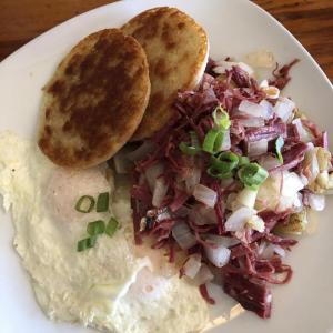 Eggs, corned beef hash and English muffins at WAVES. Lisa Orne Hallinan photo
