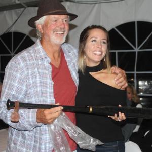 Former Boston Red Sox pitcher Bill Lee with a fan at the sports auction. STEVE EDWARDS/Boothbay Register