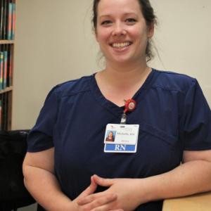 Michelle Flanders, RN, has gone from needing assistance to independence, thanks to her participation in the Central Maine Community College Nursing Program at LincolnHealth. Courtesy of LincolnHealth