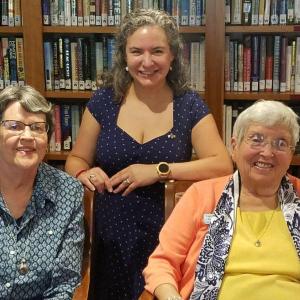 Special guests at the September Pemaquid Chapter DAR meeting are, from left, Noel Estridge, Virginia James and Jessica DeLisle. Audrey Miller photo