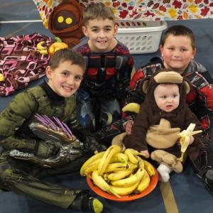 The cousins Cusumano were all eager participants in Trunk or Treat sponsored by Boothbay Baptist Church and held Oct. 31 in Boothbay Region YMCA. From left are Avery Fowlie, Matthew Cusumano, Maxwell Cusumano and Nevaneh Cusumano. BILL PEARSON/Boothbay Register